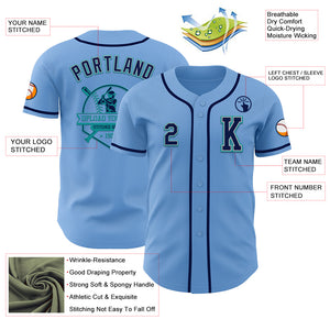 Custom Light Blue Navy Gray-Teal Authentic Baseball Jersey