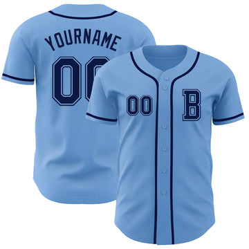 Custom Light Blue Navy Authentic Baseball Jersey