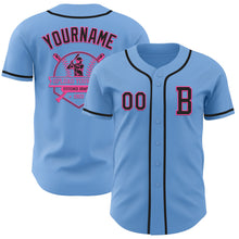 Load image into Gallery viewer, Custom Light Blue Black-Pink Authentic Baseball Jersey
