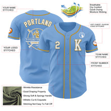 Charger l&#39;image dans la galerie, Custom Light Blue White-Old Gold Authentic Baseball Jersey
