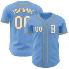 Charger l&#39;image dans la galerie, Custom Light Blue White-Old Gold Authentic Baseball Jersey
