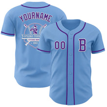 Загрузить изображение в средство просмотра галереи, Custom Light Blue Purple-White Authentic Baseball Jersey
