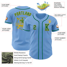 Загрузить изображение в средство просмотра галереи, Custom Light Blue Kelly Green-Gold Authentic Baseball Jersey
