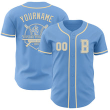 Загрузить изображение в средство просмотра галереи, Custom Light Blue Cream Authentic Baseball Jersey
