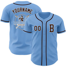 Charger l&#39;image dans la galerie, Custom Light Blue Brown-White Authentic Baseball Jersey
