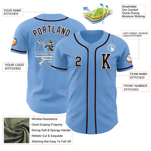 Custom Light Blue Brown-White Authentic Baseball Jersey