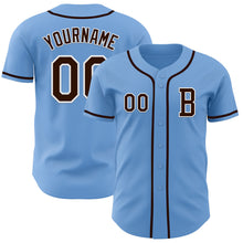 Charger l&#39;image dans la galerie, Custom Light Blue Brown-White Authentic Baseball Jersey
