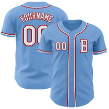 Charger l&#39;image dans la galerie, Custom Light Blue White-Red Authentic Baseball Jersey
