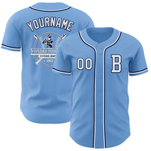 Загрузить изображение в средство просмотра галереи, Custom Light Blue White-Navy Authentic Baseball Jersey
