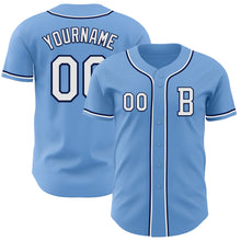 Загрузить изображение в средство просмотра галереи, Custom Light Blue White-Navy Authentic Baseball Jersey
