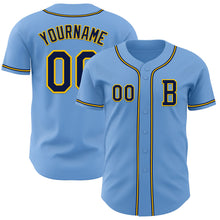 Load image into Gallery viewer, Custom Light Blue Navy-Yellow Authentic Baseball Jersey
