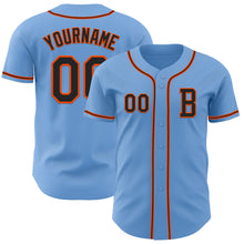 Load image into Gallery viewer, Custom Light Blue Black-Orange Authentic Baseball Jersey
