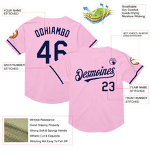 Загрузить изображение в средство просмотра галереи, Custom Light Pink Navy Mesh Authentic Throwback Baseball Jersey
