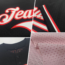 Charger l&#39;image dans la galerie, Custom Light Pink Black Mesh Authentic Throwback Baseball Jersey
