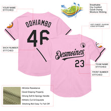 Charger l&#39;image dans la galerie, Custom Light Pink Black Mesh Authentic Throwback Baseball Jersey
