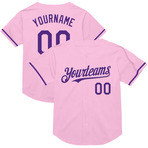 Custom Light Pink Purple Mesh Authentic Throwback Baseball Jersey