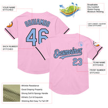 Загрузить изображение в средство просмотра галереи, Custom Light Pink Light Blue-Black Mesh Authentic Throwback Baseball Jersey
