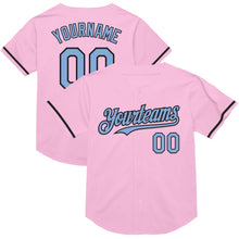 Charger l&#39;image dans la galerie, Custom Light Pink Light Blue-Black Mesh Authentic Throwback Baseball Jersey
