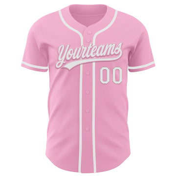 Custom Light Pink White Authentic Baseball Jersey