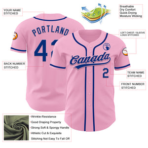 Custom Light Pink Royal Authentic Baseball Jersey