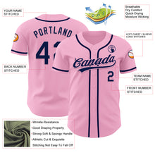 Load image into Gallery viewer, Custom Light Pink Navy Authentic Baseball Jersey
