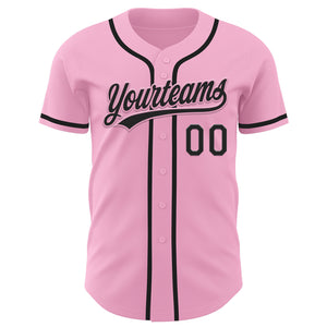 Custom Light Pink Black Authentic Baseball Jersey