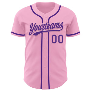 Custom Light Pink Purple Authentic Baseball Jersey