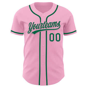 Custom Light Pink Kelly Green Authentic Baseball Jersey