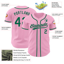 Загрузить изображение в средство просмотра галереи, Custom Light Pink Kelly Green Authentic Baseball Jersey
