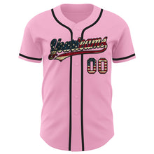 Загрузить изображение в средство просмотра галереи, Custom Light Pink Vintage USA Flag-Black Authentic Baseball Jersey
