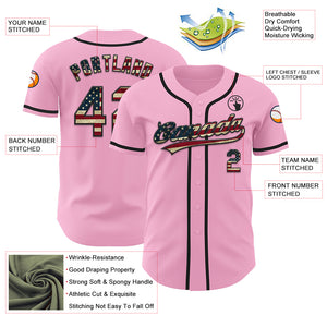 Custom Light Pink Vintage USA Flag-Black Authentic Baseball Jersey