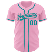 Load image into Gallery viewer, Custom Light Pink Teal Authentic Baseball Jersey
