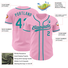 Load image into Gallery viewer, Custom Light Pink Teal Authentic Baseball Jersey
