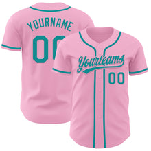 Load image into Gallery viewer, Custom Light Pink Teal Authentic Baseball Jersey
