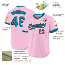 Load image into Gallery viewer, Custom Light Pink Teal-Black Authentic Throwback Baseball Jersey
