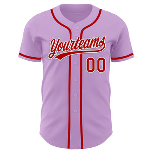 Custom Light Purple Red-White Authentic Baseball Jersey