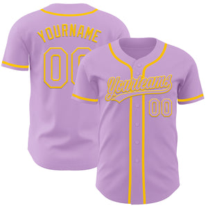 Custom Light Purple Yellow Authentic Baseball Jersey