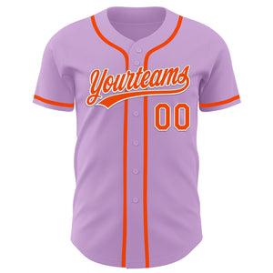 Custom Light Purple Orange-White Authentic Baseball Jersey