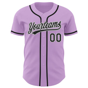 Custom Light Purple Black-White Authentic Baseball Jersey