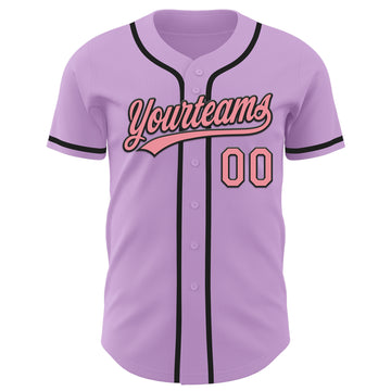 Custom Light Purple Medium Pink-Black Authentic Baseball Jersey