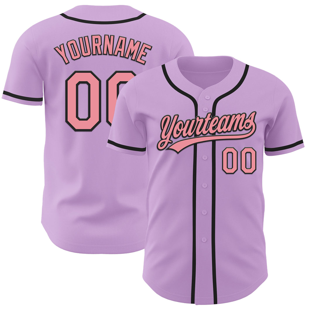 Custom Light Purple Medium Pink-Black Authentic Baseball Jersey