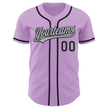 Custom Light Purple Black-Gray Authentic Baseball Jersey