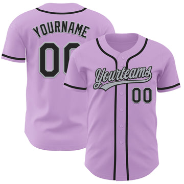 Custom Light Purple Black-Gray Authentic Baseball Jersey