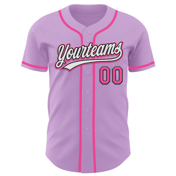 Custom Light Purple Pink-Black Authentic Baseball Jersey