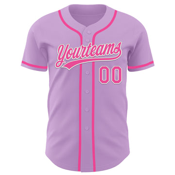 Custom Light Purple Pink-White Authentic Baseball Jersey