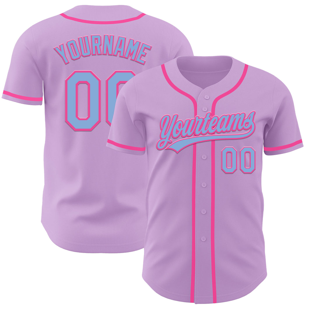 Custom Light Purple Light Blue-Pink Authentic Baseball Jersey