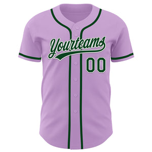 Custom Light Purple Green-White Authentic Baseball Jersey