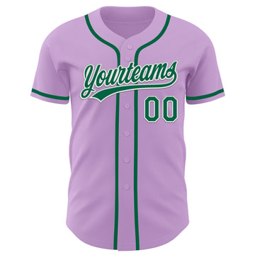 Custom Light Purple Kelly Green-White Authentic Baseball Jersey