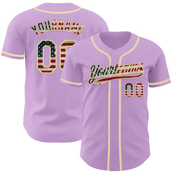 Custom Light Purple Vintage USA Flag-Cream Authentic Baseball Jersey