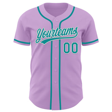 Custom Light Purple Teal-White Authentic Baseball Jersey